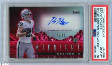 2024 Topps Midnight Rookie Horizon Signatures Brock Bowers #RHSBB Twilight Rookie PSA 10 Topps