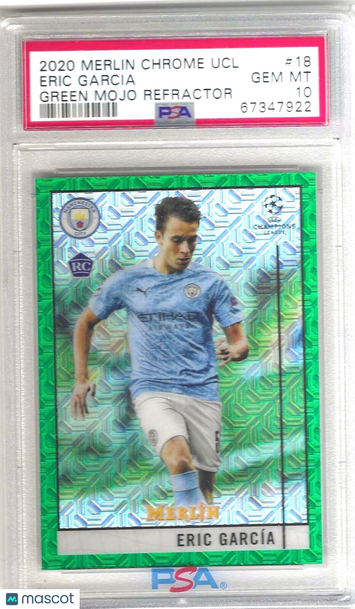 2020 Topps Merlin Chrome UEFA Champions League Eric Garcia #18 Green Mojo Refractor PSA 10