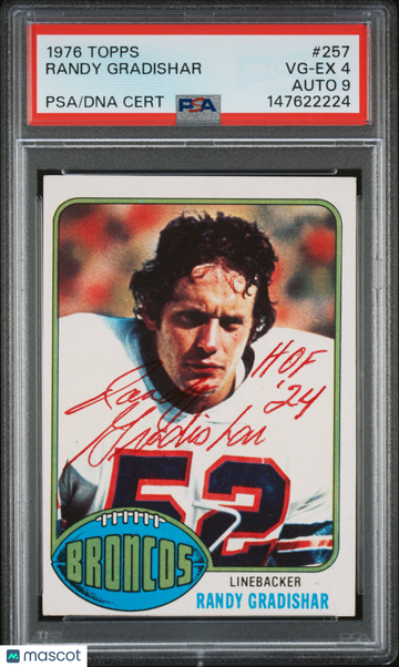 1976 Topps Randy Gradishar #257 HOF Rookie PSA 4 Auto 9