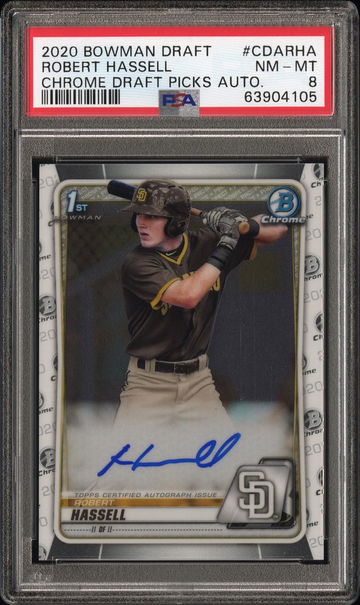 2020 BOWMAN DRAFT CHROME DRAFT PICKS AUTOGRAPHS ROBERT HASSELL #CDARHA CHROME DRAFT PICKS AUTO. PSA 8