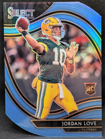 2020 Panini Select Light Blue Prizm Die Cut #347 Jordan Love Green Bay Packers