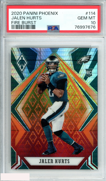 2020 PANINI PHOENIX JALEN HURTS FIRE BURST ROOKIE RC PSA 10 GEM MT