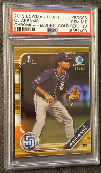 2019 Bowman Draft Chrome Gold Refractor 44/50 CJ Abrams PSA 10