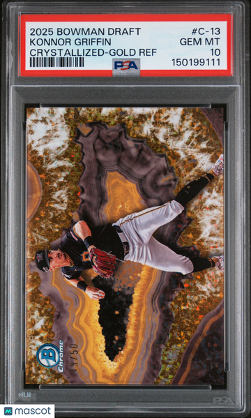 2025 Bowman Draft Crystallized Konnor Griffin #C-13 Gold Ref /50 PSA 10