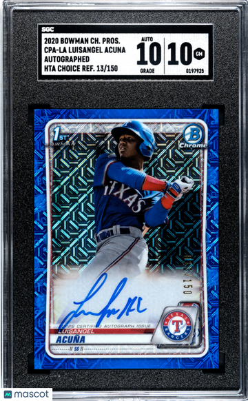 2020 Bowman Chrome Draft Luisangel Acuna #CPA-LA Autograph Hta Choice Refractor /150 SGC 10 Auto 10