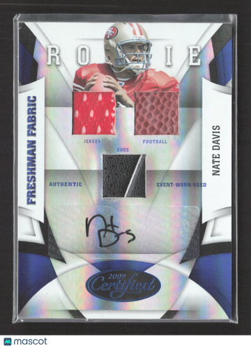 2009 Panini Donruss Certified Freshman Fabric Nate Davis #254 /16 Authentic Event-Worn/Used Football Shoe Jersey