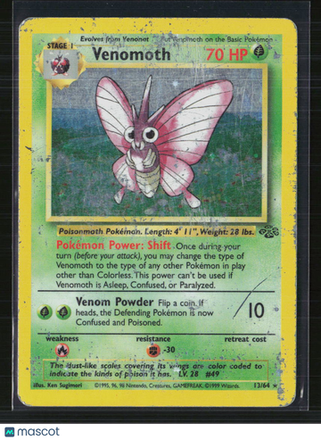 Pokemon 1999 Jungle Venomoth #13/64