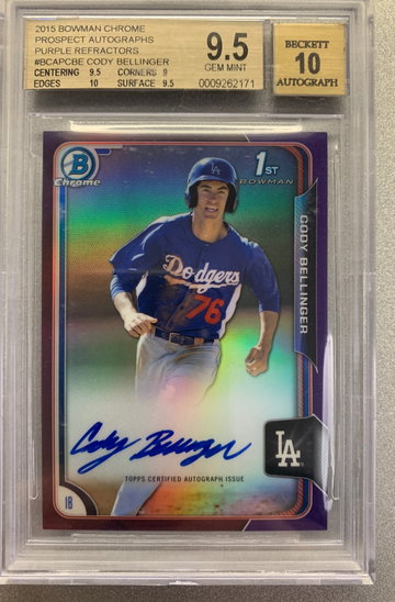 CODY BELLINGER 2015 BOWMAN CHROME PURPLE REFRACTOR ROOKIE BGS 9.5 #/250