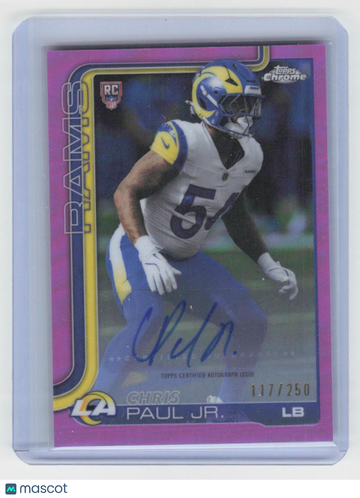 2025 CHROME FOOTBALL CHRIS PAUL, JR #RRA-CPJ PINK AUTO /250 SN RC