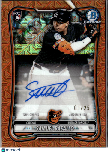 2025 Bowman Chrome Samuel Basallo #RMA-SB Orange Mojo Refractor /25 RC