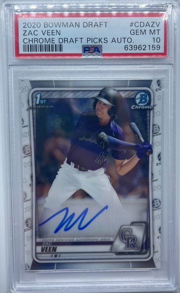 Zac Veen 2020 Bowman Chrome Draft Auto PSA 10