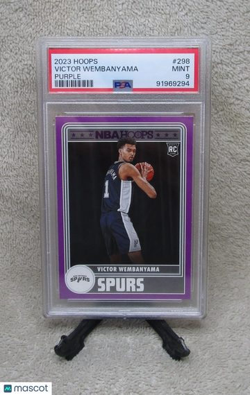 2023/24 Panini NBA Hoops Basketball Cards Victor Wembanyama "Wemby" "The Alien" #298 Panini NBA Hoops Purple Parallel Ro