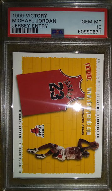 1999 Upper Deck UD Victory Michael Jordan Chicago Bulls Jersey Entry PSA 10 Gem Mint