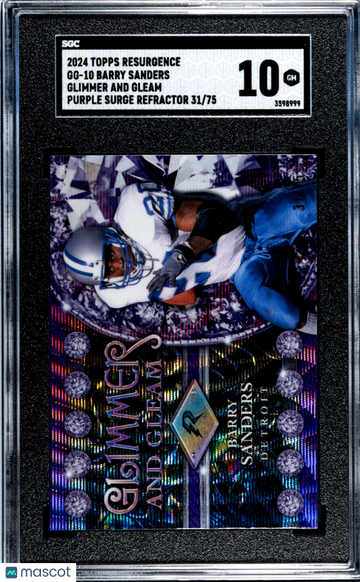 2024 Topps Resurgence Barry Sanders #GG-10 Glimmer And Gleam Purple Refractor SGC 10