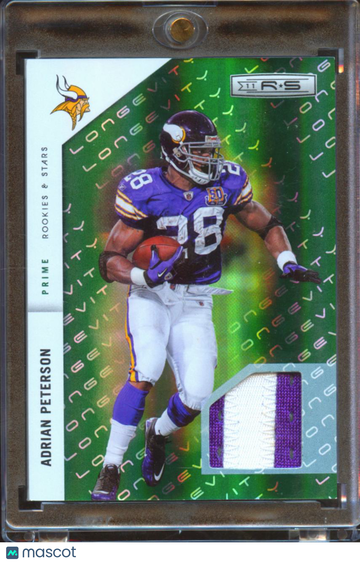 2011 Panini Rookies & Stars Longevity Adrian Peterson #82 Green Patch Game-worn material
