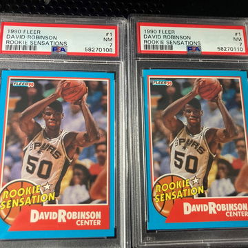 Lot of 2 1990 Fleer David Robinson Rookie Sensations #1 PSA 7 San Antonio Spurs