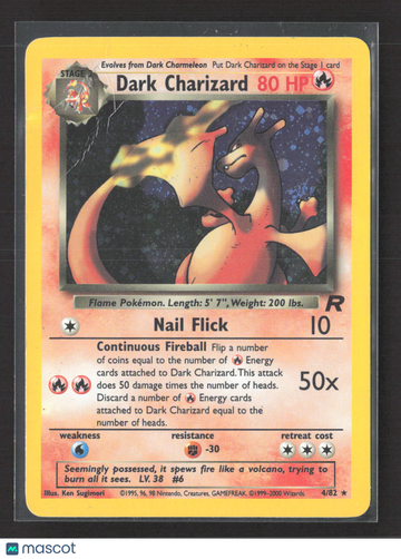 2000 Team Rocket Dark Charizard Holo Rare #4/82