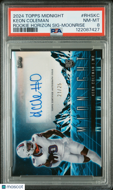 2024 Topps Midnight Rookie Horizon Signatures Keon Coleman #RHSKC Moonrise /25 PSA 8
