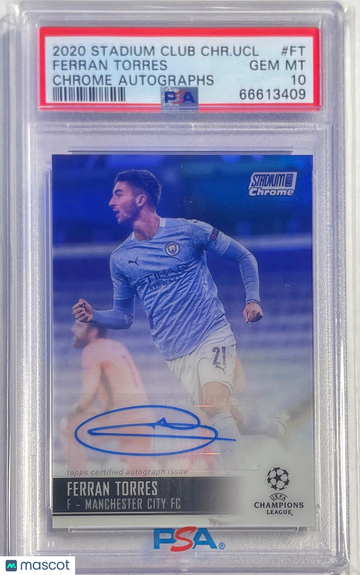 2020 Stadium Club Chrome UEFA Champions League Chrome Autographs Ferran Torres #FT PSA 10