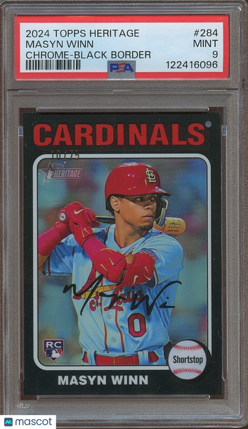 2024 Topps Heritage High Number Masyn Winn #284 Chrome Black Border / Parallel/Variety Rookie Base Set PSA 9