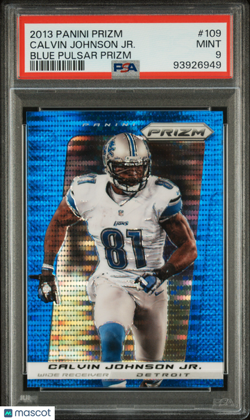 2013 Panini Prizm Calvin Johnson Jr. #109 Blue Pulsar Short Print HOF Parallel/Variety PSA 9