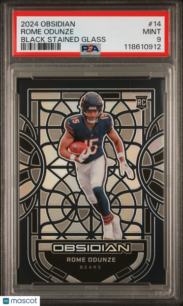 2024 Panini Obsidian Black Stained Glass Rome Odunze #14 Rookie PSA 9
