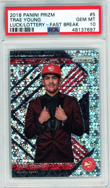 2018 Prizm Fast Break Trae Young Luck of the Lottery PSA 10