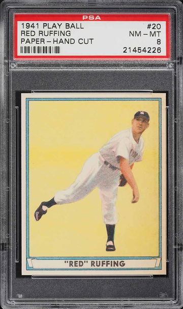 1941 Play Ball Paper-Hand Cut Red Ruffing #20 PSA 8 POP 4 ONLY 11 TOTAL! RARE!