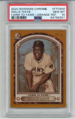 2020 BOWMAN CHROME ORANGE REFRACTOR WILLIE MAYS LE 10/25 GIANTS PSA 10