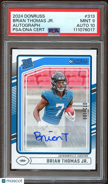 2024 Donruss Brian Thomas Jr. #313 Autograph Rookie PSA 9 Auto 10