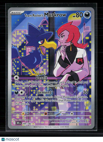 Pokemon 2025 Destined Rivals Team Rocket's Murkrow ex #200/182