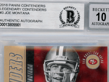 Graded 2018 Panini Contenders Legendary Contenders Joe Montana 49ers Trading Card #3 BGS Authentic BAS Auto 10