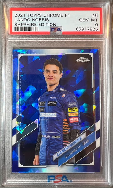 2021 Topps Chrome Formula 1 Lando Norris Sapphire Portrait #6 PSA 10 F1
