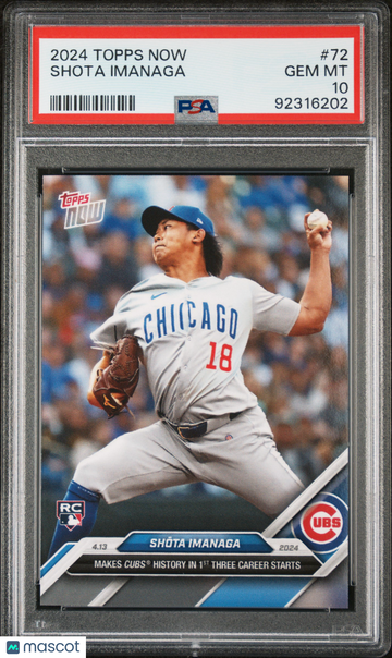 2024 Topps Now Shota Imanaga #72 PSA 10