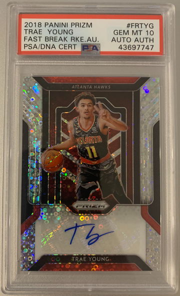 2018 Trae Young Panini Prizm Fast Break Auto RC #FRTYG PSA 10