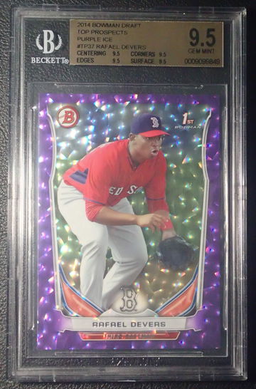 2014 Bowman Rafael Devers Purple Ice RC #23/99 BGS 9.5 Gem Mint