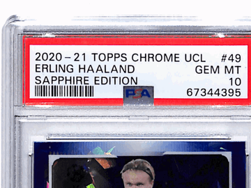 2020 Topps Chrome UEFA Champions League Sapphire Edition Erling Haaland #49 PSA 10