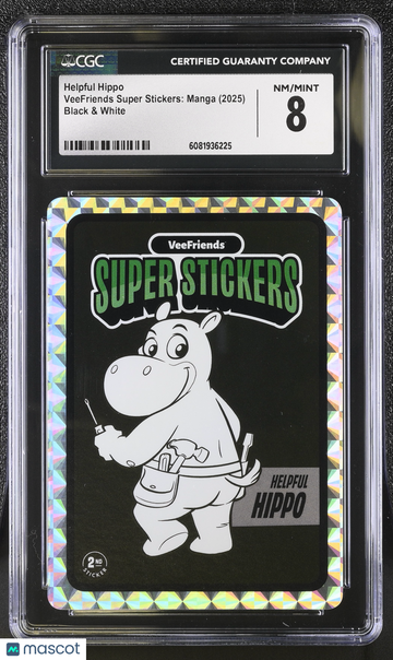 2025 Veefriends Super Stickers: Manga Helpful Hippo Black & White CGC 8