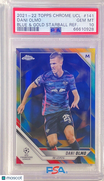 2021 Topps Chrome UEFA Champions League Dani Olmo #141 Blue & Gold Starball Refractor PSA 10