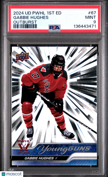 2024 Upper Deck Pwhl 1st Edition Gabbie Hughes #67 Outburst Silver Young Guns PSA 9
