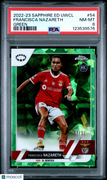 2022-23 Topps Chrome Sapphire Edition UEFA Women's Champion's Francisca Nazareth #54 Green /99 Rookie PSA 8