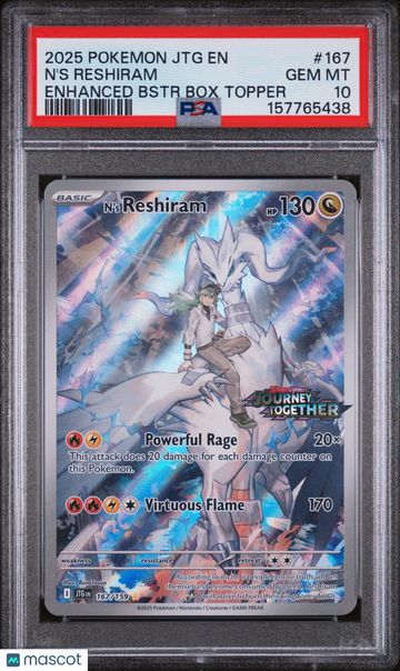 2025 Pokemon JTG EN-Journey Together N'S Reshiram Enhanced Bstr Box Topper PSA 10 #167