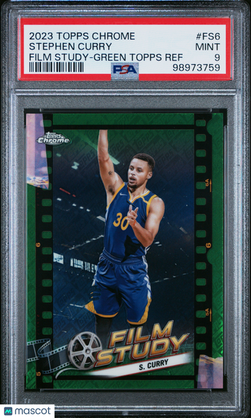 2023 Topps Chrome Film Study Stephen Curry #FS6 Green Ref PSA 9