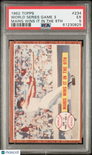 1962 Topps Baseball World Series Game 3 #234 PSA 5 Maris Wins It In The 9TH