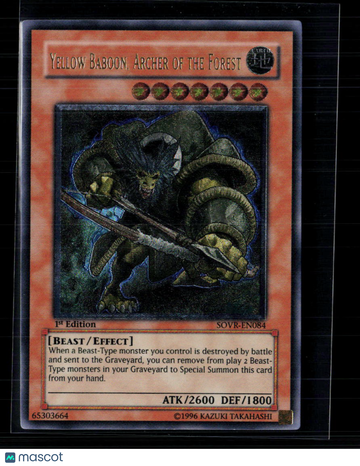 Stardust Overdrive Yellow Baboon, Archer of the Forest Ultimate Rare 1st Edition