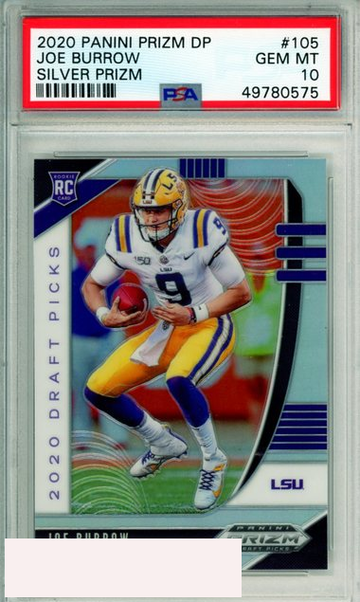 2020 PANINI PRIZM DRAFT PICKS JOE BURROW #105 SILVER PRIZM ROOKIE PSA 10 GEM MT