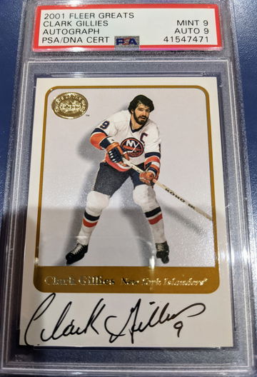 2001 Fleer Great Clark Gillies Autograph PSA 9