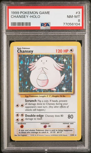 1999 Pokemon Base Set Holo Chansey #3 PSA 8