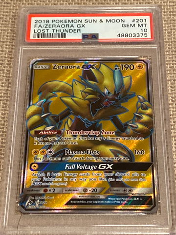 2018 POKÉMON SUN & MOON FA/ZEROARA GX LOST THUNDER PSA 10