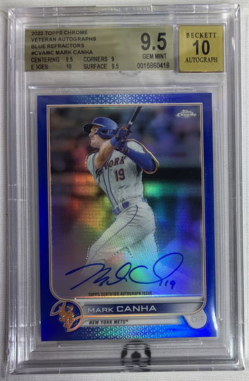 2022 Topps Chrome Veteran Autographs Blue Refractors Mark Canha #CVAMC  BGS 9.5